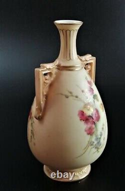 Antique Royal Worcester hand painted twin handled vase