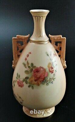 Antique Royal Worcester hand painted twin handled vase