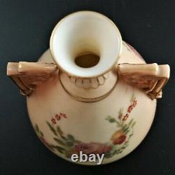Antique Royal Worcester hand painted twin handled vase