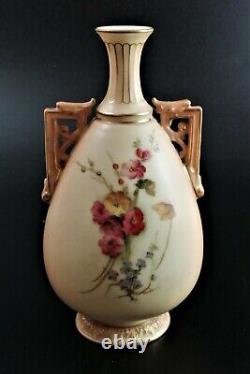 Antique Royal Worcester hand painted twin handled vase