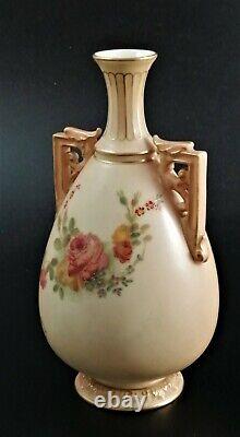 Antique Royal Worcester hand painted twin handled vase