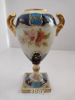 Antique SEVRES style German Rudolstadt hand painted Porcelain Urn, Vase 19th c