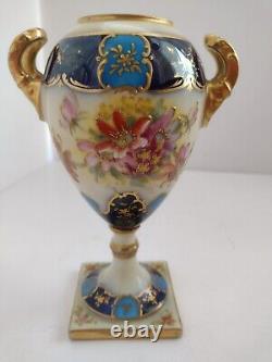 Antique SEVRES style German Rudolstadt hand painted Porcelain Urn, Vase 19th c