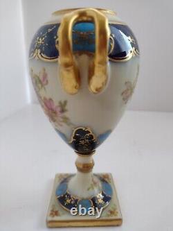 Antique SEVRES style German Rudolstadt hand painted Porcelain Urn, Vase 19th c