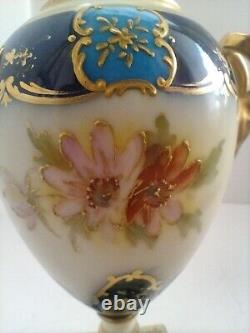 Antique SEVRES style German Rudolstadt hand painted Porcelain Urn, Vase 19th c