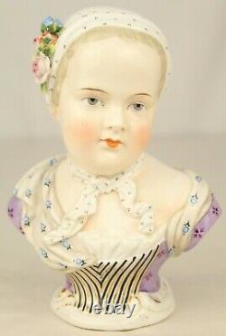 Antique SITZENDORF Porcelain Bourbon Child Bust Hand Painted Meissen Style