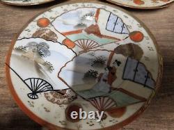 Antique Satsuma Japanese Porcelain Signed Hand Painted Gold Tea And Cake Set