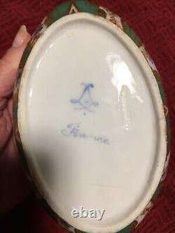 Antique Sevres France Hand Painted Porcelain Bowl With Lid, Gilt