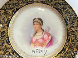 Antique Sevres Imperial Hand Painted Porcelain Potrait Plate Empress Josephine