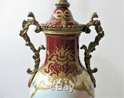 Antique Sevres Ormolu Bronze Hand Painted Porcelain Lamp