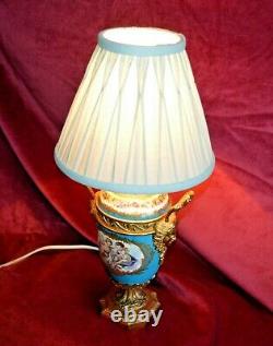 Antique Sevres Porcelain & Gilt Ormolu Hand Painted Table Lamp