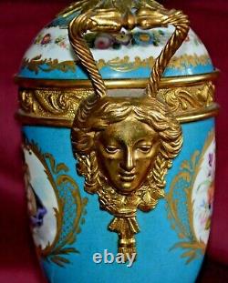 Antique Sevres Porcelain & Gilt Ormolu Hand Painted Table Lamp