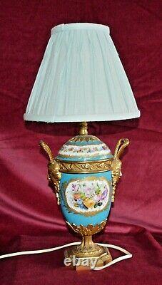 Antique Sevres Porcelain & Gilt Ormolu Hand Painted Table Lamp