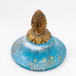 Antique Sevres Porcelain Urn Vase Blue Celeste Gold Gilt Hand Painted Cupid 12