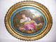 Antique Sevres Hand Painted Victorian Woman With Sheep In Garden Porcelain Plaque