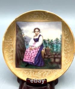 Antique Small German Porcelain Plate with Hand-Painted Portrait 4