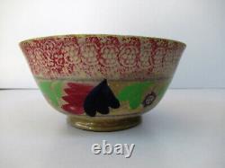 Antique Stick Spatter Spongeware Bowl Porcelain Hand Painted Decorative OldF69