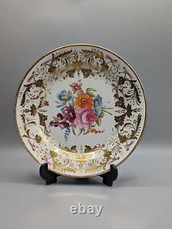 Antique Swansea Porcelain Plate Circa 1815, Hand-Painted Flowers and Birds