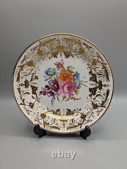 Antique Swansea Porcelain Plate Circa 1815, Hand-Painted Flowers and Birds