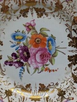 Antique Swansea Porcelain Plate Circa 1815, Hand-Painted Flowers and Birds