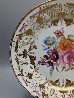 Antique Swansea Porcelain Plate Circa 1815, Hand-Painted Flowers and Birds