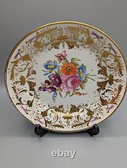 Antique Swansea Porcelain Plate Circa 1815, Hand-Painted Flowers and Birds