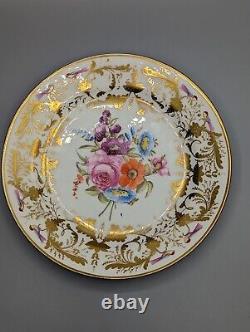 Antique Swansea Porcelain Plate Circa 1815, Hand-Painted Flowers and Birds