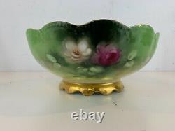 Antique T&V Limoges Porcelain Hand Painted Pickard Bowl with Floral Decorations