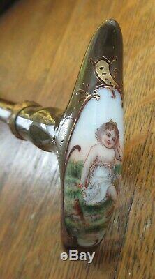 Antique Umbrella Hand-Painted Child Porcelain Portrait