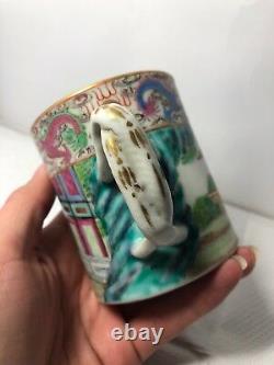 Antique Very Fine 18c Chinese Porcelain Mug Hand Painted Famille Rose Porcelain