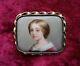 Antique Victorian Hand Painted Cameo Porcelain Brooch Pin Of Fine Beautiful Lady