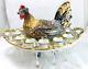 Antique Victorian Hungarian Porcelain Hen Egg Serving Dish. Hand-painted, Gilded
