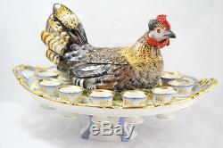 Antique Victorian Hungarian Porcelain Hen Egg Serving Dish. Hand-Painted, Gilded