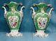 Antique Victorian Jacob Petit Hand Painted Twin Handled Porcelain Vases Pair Of