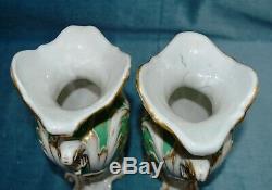 Antique Victorian Jacob Petit Hand painted Twin Handled Porcelain Vases Pair of
