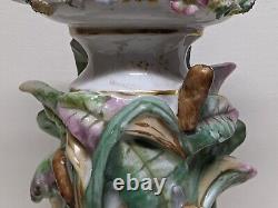 Antique Victorian Porcelain Centerpiece Bowl Vase with ducks & swans marked ML