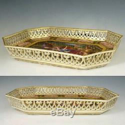 Antique Vienna Austria Porcelain Hand Painted Tray Raised Gold Enamel Portrait