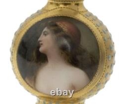 Antique Vienna Porcelain Hand Painted Vase Signed Wagner Young Gypsy Portrait