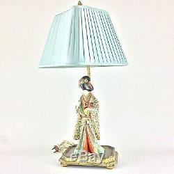 Antique Vintage Chinese Japanese Porcelain Figure Satsuma Table Lamp Ormolu Base