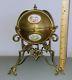 Antique Vintage Hinged Round Ormolu Jewelry Casket With Hand Painted Porcelain