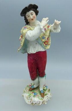 Antique Volkstedt Porcelain Figurine Gentleman Dancer Hand Painted Continental