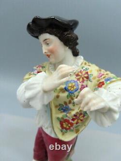 Antique Volkstedt Porcelain Figurine Gentleman Dancer Hand Painted Continental