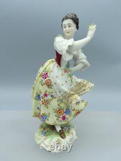 Antique Volkstedt Porcelain Figurine Lady Girl Dancer Hand Painted Continental