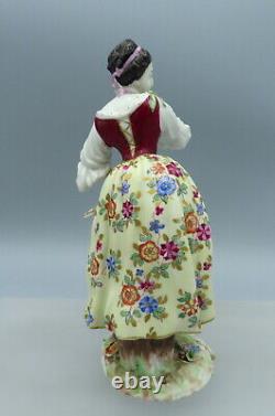 Antique Volkstedt Porcelain Figurine Lady Girl Dancer Hand Painted Continental