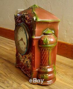 Antique Working Ansonia Amara Porcelain Mantle Clock, Fancy Hand Painted Dial