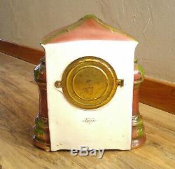 Antique Working Ansonia Amara Porcelain Mantle Clock, Fancy Hand Painted Dial