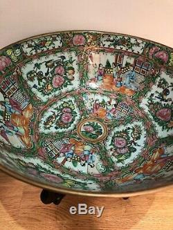 Antique X Large Chinese Canton Famille Rose Medallion Punch Bowl China Porcelain