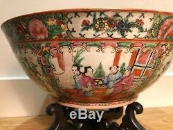 Antique X Large Chinese Canton Famille Rose Medallion Punch Bowl China Porcelain