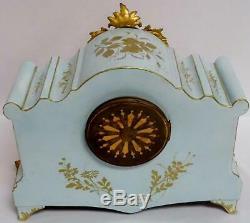 Antique c. 1880 Hand Painted Porcelain French Mantle Clock Signed by the Artist
