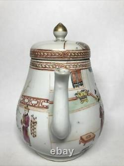 Antique c18th Century Chinese Famille Rose Teapot Finley Hand Painted